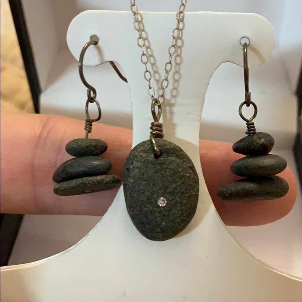 Real Diamond, sterling silver necklace & earrings